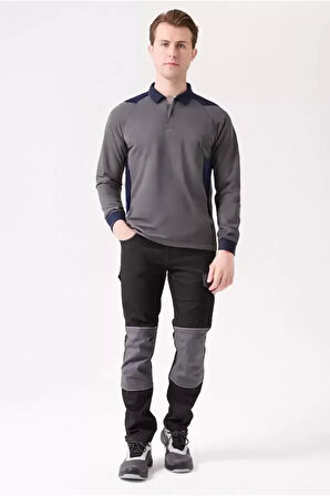 Flora Polo Yaka Sweatshirt - Uzun Kollu, Rahat Kesim, Pamuklu, Günlük ve İş Kullanımı İçin