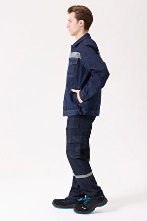 Tulipa Kot Mont Erkek İş Güvenliği Reflektörlü Dayanıklı Denim Ceket