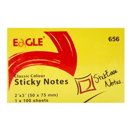 Eagle 50x75 mm Klasik Renk Yapışkanlı Not Kağıdı 100 Yaprak Sarı (656) 12 Adet