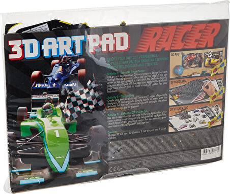 3D Art Pad Yarış Arabası / 3D Yarış Arabası Gözlüklü Kitap Poster Boyama