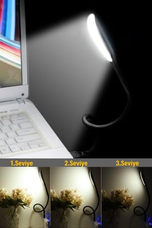 Roichil® USB Girişli 14 Ledli 3 Kademeli Dokunmatik Masa/Kitap Okuma Lambası Ledi Siyah