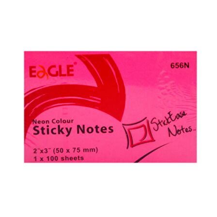Eagle 50x75 mm Neon Renk Sticky Yapışkanlı Not Kağıdı 100 Yaprak (656N) 4 Adet