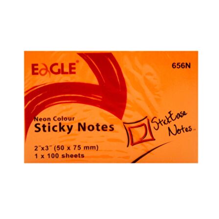 Eagle 50x75 mm Neon Renk Sticky Yapışkanlı Not Kağıdı 100 Yaprak (656N) 4 Adet