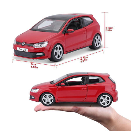 21059 Burago 1:24 Volkswagen Polo GTI Mark 5 KIRMIZI Model Araba