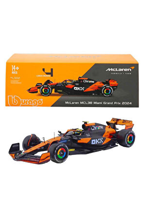1:24 McLaren MCL38 Miami GP 2024 Formula 1 Yarış Arabası – Koleksiyonluk F1 Model