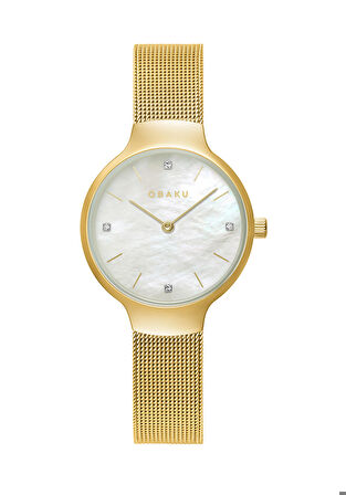 Obaku Denmark V241LXGWMG Hasır Altın Quartz Kristal 29 mm Kadın Kol Saati 