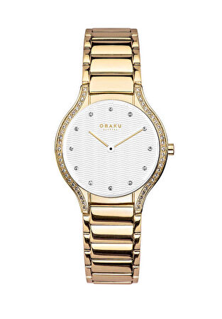 Obaku Denmark V276LEGISG Quartz Çelik Gold Beyaz Kadran Kristal Cam 30 mm Kadın Kol Saati