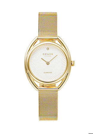 Obaku Denmark V286LXGIMG Quartz Hasır Gold Beyaz Kadran Kristal Cam 29 mm Kadın Kol Saati