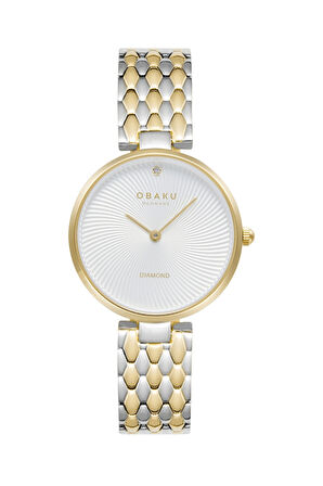 Obaku Denmark V256LXFISF Quartz Çelik Altın/Gri Beyaz Kadran 32 mm Kadın Kol Saati