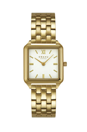 Obaku Denmark V309LXGWSG Quartz Çelik Altın Rengi Beyaz Kadran 26 mm Kadın Kol Saati