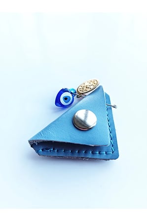 Mini Bebek Cevşen Dualı Kolye Muska Hakiki Deri El Yapımı Üçgen