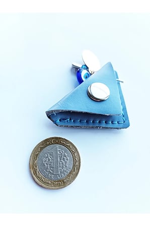 Mini Bebek Cevşen Dualı Kolye Muska Hakiki Deri El Yapımı Üçgen
