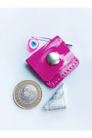 Mini Bebek Cevşen Dualı Kolye Muska Hakiki Deri El Yapımı Dörtgen
