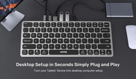 UNITEK D1092A 9-IN-1 USB-C HUB GRİ KABLOLU KLAVYE