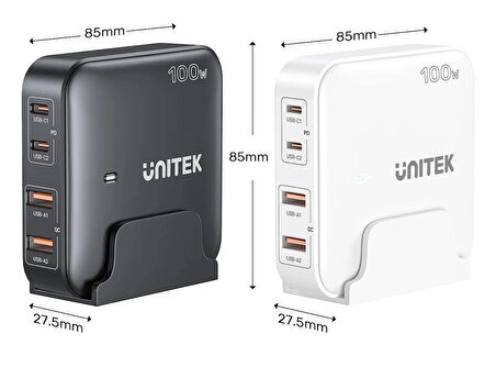 Unitek 100W Masaüstü GAN Şarj İstasyonu Beyaz (P1229AWH)