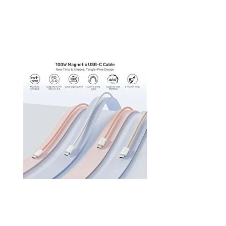 Unıtek Type-c Manyetik Hızlı Şarj Kablosu Beyaz C14141awh01-1m