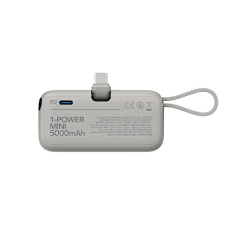 Momax 1-Power Mini 5000 mAh 20W 3'ü 1 Arada Powerbank - Beyaz