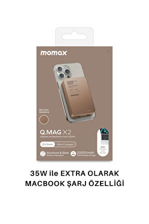 Q.Mag X2 35W 20000mAh wireless battery pack (Desert Titanium) MACBOOK ŞARJ ÖZELLİKLİ