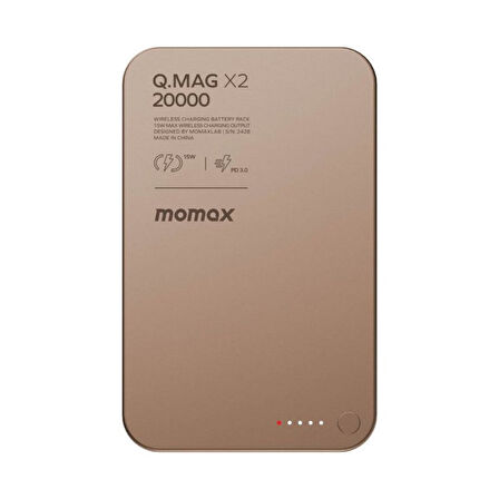 Momax Q Mag X2 20000 mAh Magsafe Powerbank Kablosuz Powerbank Desert Titanium