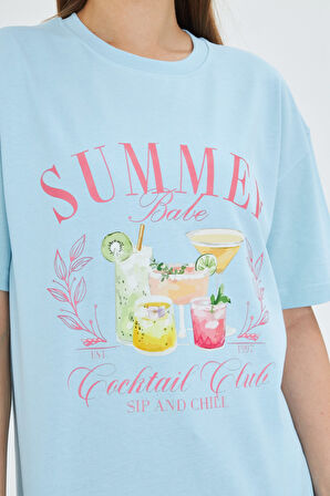 Summer Babe Baskılı %100 Tasarım Kadın Tişört