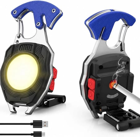 6'sı 1 Arada Anahtarlık Fener, COB LED Mini El Feneri, Type-C Şarjlı, 7 Aydınlatma Modu, Karabinalı Çok Amaçlı Kamp Feneri, Şişe Açacağı, Tornavida, İp Kesici, Mıknatıslı Acil Durum Feneri