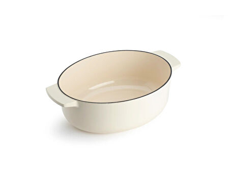 Kitchenaid CC006062 Oval Döküm Demir Tencere 30 cm / 5,6 L Almond Krem