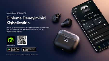 oraimo OTW-340 TWS Bluetooth Kulaklık Phantom Black Dijital Ekran
