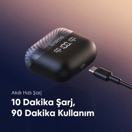 oraimo OTW-340 TWS Bluetooth Kulaklık Phantom Black Dijital Ekran