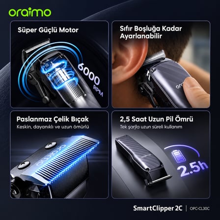oraimo OPC-CL30C Saç Kesme ve Tıraş Makinesi Silver