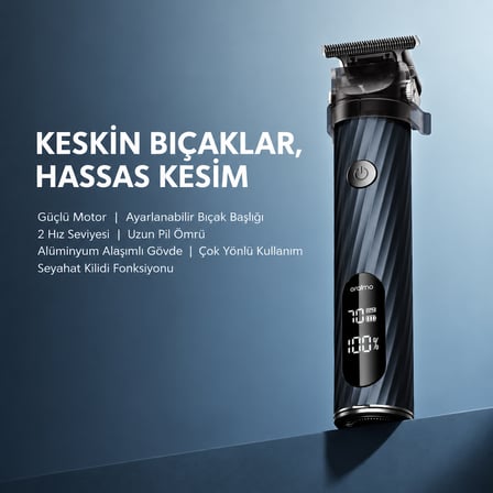 oraimo OTR-280 Trimmer Saç ve Sakal Kesme Makinesi Deep Blue Akıllı Ekran