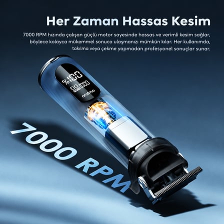 oraimo OTR-280 Trimmer Saç ve Sakal Kesme Makinesi Deep Blue Akıllı Ekran