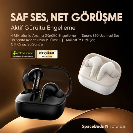 oraimo OTW-626N TWS Bluetooth Kulaklık Obsidian Black ANC