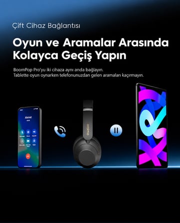 oraimo OHP-917 Kablosuz Gürültü Önleyici Bluetooth Kulaklık Graphite Grey