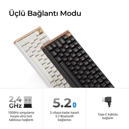 Keychron K2 HE Special Edition Siyah %75 Gateron Magnetic Nebula Manyetik Switch Hall Effect RGB Kablosuz Hotswap Mekanik Gaming Klavye (K2H-F1-TR)