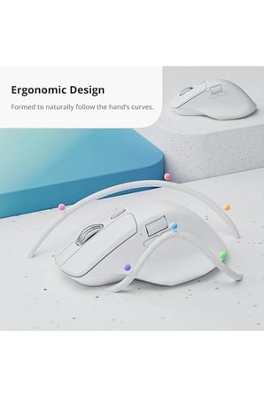 Keychron M6 Yükseltme Kablosuz Bluetooth/2.4 Ghz/kablolu Optik Fare, 1000 Hz Hafif Programlanabilir Pixart 3311 Sensör 26K Dpı/ 650 IPS Windows Mac Linux Için (Beyaz)