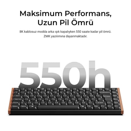 Keychron Milk Süt Pom RED Switch K3 Ultra 8k, 2,4 Ghz Kablosuz Bağlantı Özel Mekanik Klavye (K3U-H1P-TR)