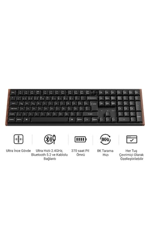 Keychron K5 Ultra 8K Süt POM RED Switch 2.4 GHz 370 saate kadar pil ömrlü Kablosuz Özel Mekani