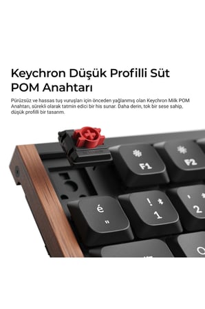 Keychron K5 Ultra 8K Süt POM RED Switch 2.4 GHz 370 saate kadar pil ömrlü Kablosuz Özel Mekani