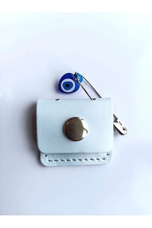 Mini Bebek Cevşen Dualı Kolye Muska Hakiki Deri El Yapımı Dörtgen