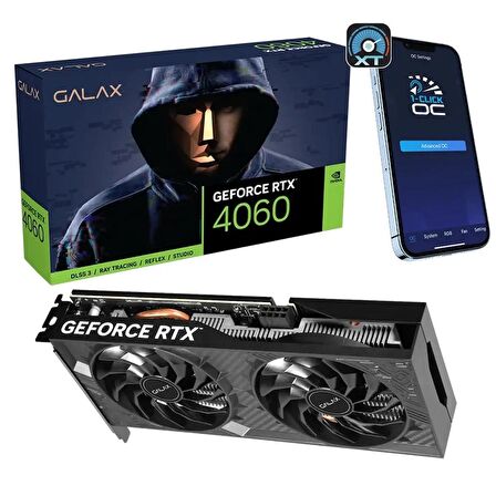 GALAX GeForce RTX 4060 1-Click OC 2X V2 8GB GDDR6 128 Bit DLSS 3 Ekran Kartı (46NSL8MD9NXV)