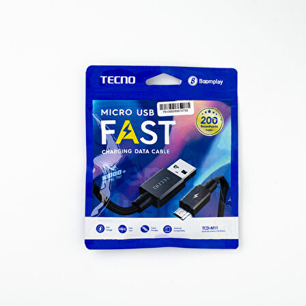 Tecno TCD-M11 2023 USB-A to Micro 2A Data ve Şarj Kablosu 1m Siyah