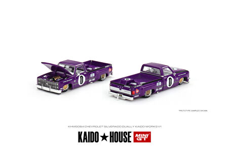 Mini GT Kaido House 1/64 Ölçek Koleksiyonluk Model Araç KHMG084 Chevrolet Silverado Dually Kaido V1