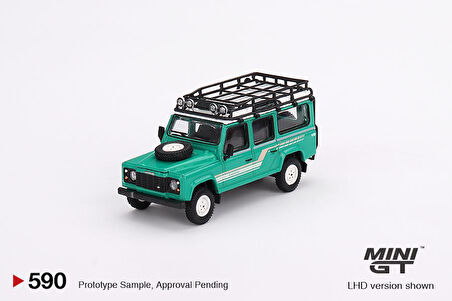 Mini GT Land Rover Defender 110 1985 County Station Wagon Trident Green 590