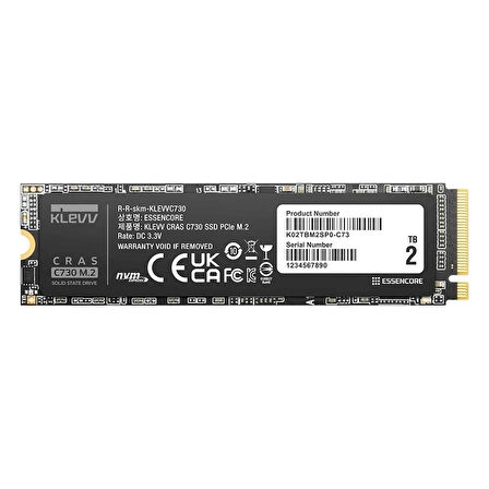 KLEVV Cras C730 2TB NVMe PCIe Gen3 x4 Okuma 3700MB – Yazma 2800MB M.2 SSD (K02TBM2SP0-C73)