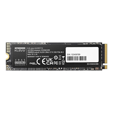 KLEVV Cras C715 512GB NVMe PCIe Gen3 x4 Okuma 3200MB – Yazma 2000MB M.2 SSD (K512GM2SP0-C7T)