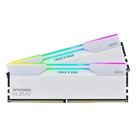 KLEVV Cras V RGB 64GB (2x32GB) 6400MHz CL32 INTEL XMP 3.0 – AMD EXPO DDR5 Heatsink Brilliant White Ram (KD5BGUA80-64A320J)