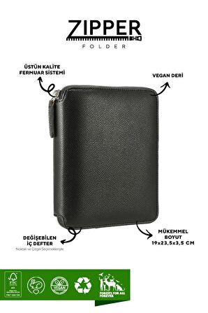 Panama Zipper Folder Defter Siyah-noktalı