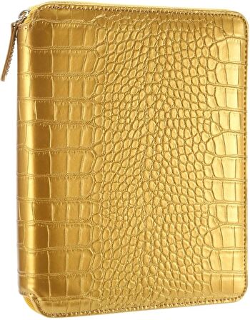 VJ DEFTER 14.8x20 ORGANİZER CROCO ZİPPER FOLDER ALTIN 120GR 80YP.NOKTALI 7776