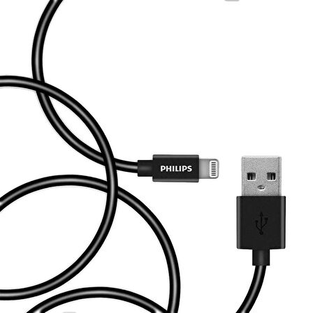 Philips Apple Uyumlu Mfi Lisanslı DLC3104V UsbA to Lightning Hızlı Şarj ve Data Kablosu 1.2m Siyah