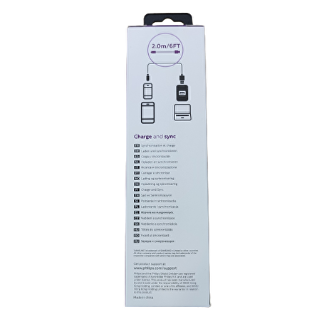 Philips DLC3106A USB-A Type-C Şarj Kablosu 2m Siyah